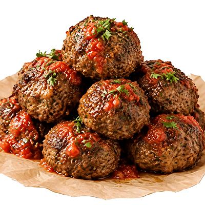 Pâtes aux boulettes de boeuf / مقرونة بنادق لحم — Sauce tomate · Pâtes Fell ou Spaghetti · Boulettes de Boeuf — SALSA Msaken